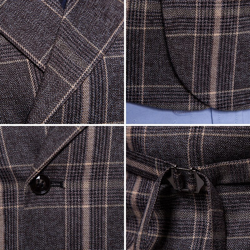 Seenimoe Waistcoat Men Stripe Formal Blazer vests Casual Double Breasted V-neck Vest M-4XL Male England Style Vests