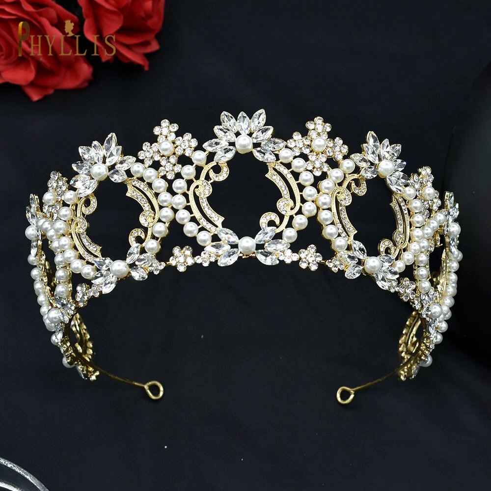 A51 Round Wedding Crowns Royal Bride Headpiece Hair Jewelry Luxury Bridal Tiaras Women Headwear Amazing Big King Crown: A116 Gold