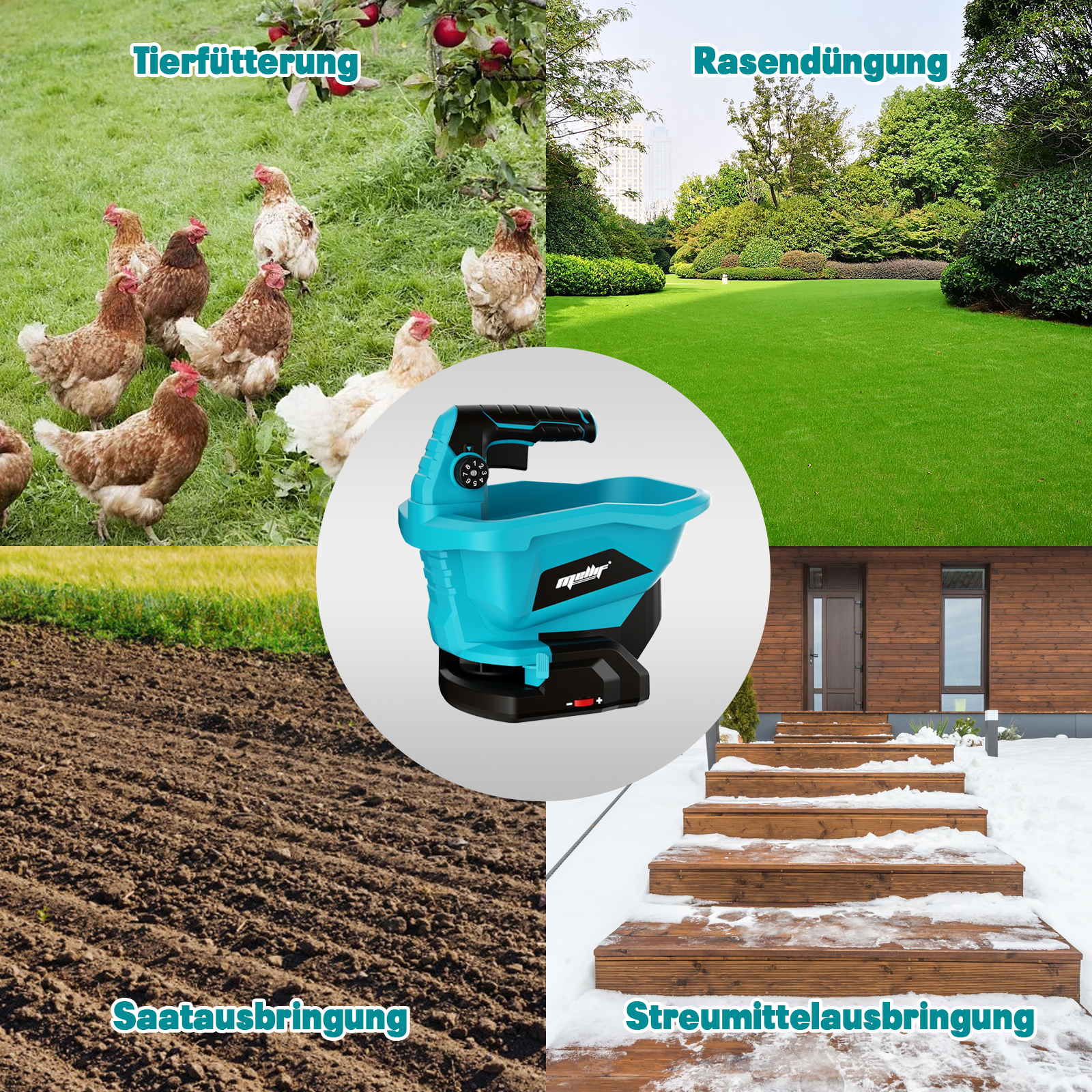 Akku-Handspreizer für Makita 18 V BL1830 Akku, tragbarer elektrischer Spreizer für Gras, Samen, Salz, Dünger (nur Werkzeug)