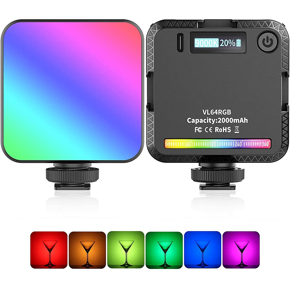 W64RGB Fotografische Beleuchtung Kamera Professionelle Lampe Mini RGB LED Video Licht Füllen Licht CRI95 + 2500K-9000K 20 beleuchtung