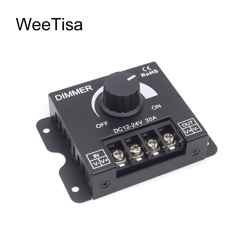 12V LED Dimmer Switch 24V DC Brightness Adjustable Ratating Contoller 12 Volt 30A Knob Dimmer for Single Color LED Strip Light