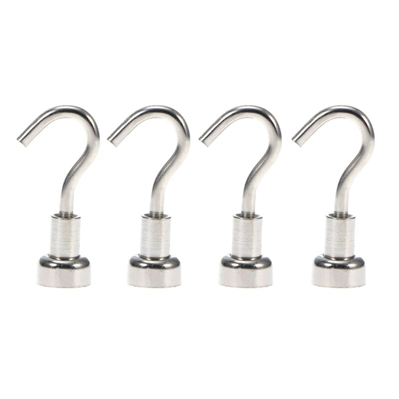 4pcs Magnetic Hooks Powerful Heavy Duty Neodymium Magnet Refrigerator Surfaces Not Scratch NDS66