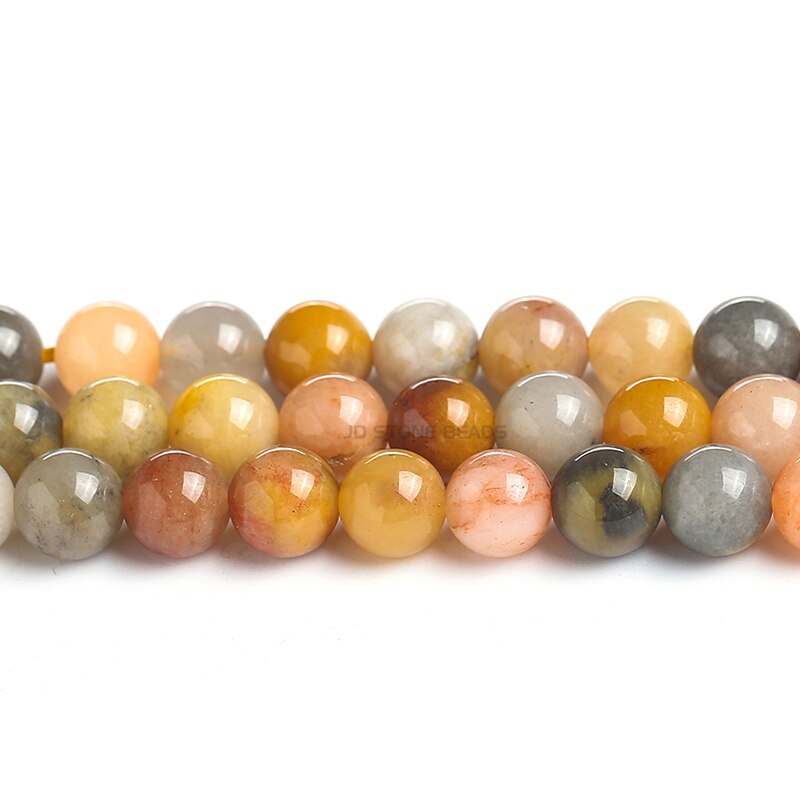 Natural Stone Gold Jades Beads Round Loose Spacer Beads For Jewelry Making 4/6/8/10mm DIY Handmade Bracelets: 9-10mm approx 36pcs