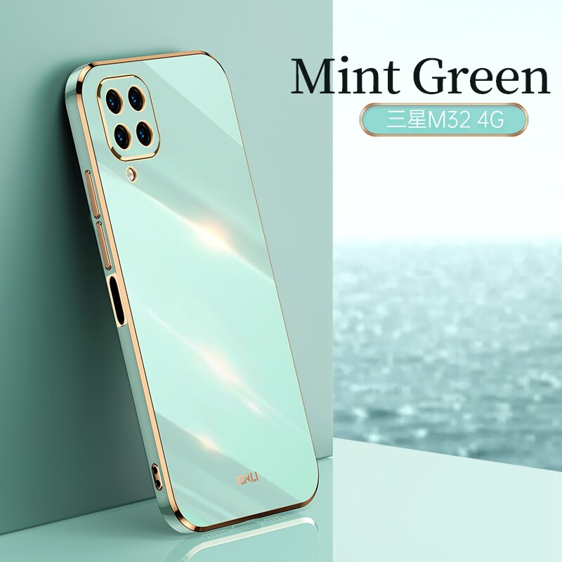 Luxe Vierkante Plating Siliconen Telefoon Geval Voor Samsung Galaxy A12 5G Coque Soft Cover: green