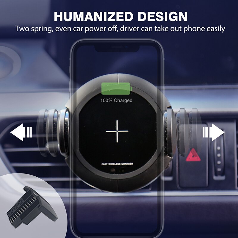 Supporto per telefono caricabatterie per auto Wireless 15W per iphone Dock di ricarica rapida per huawei AutoClamping