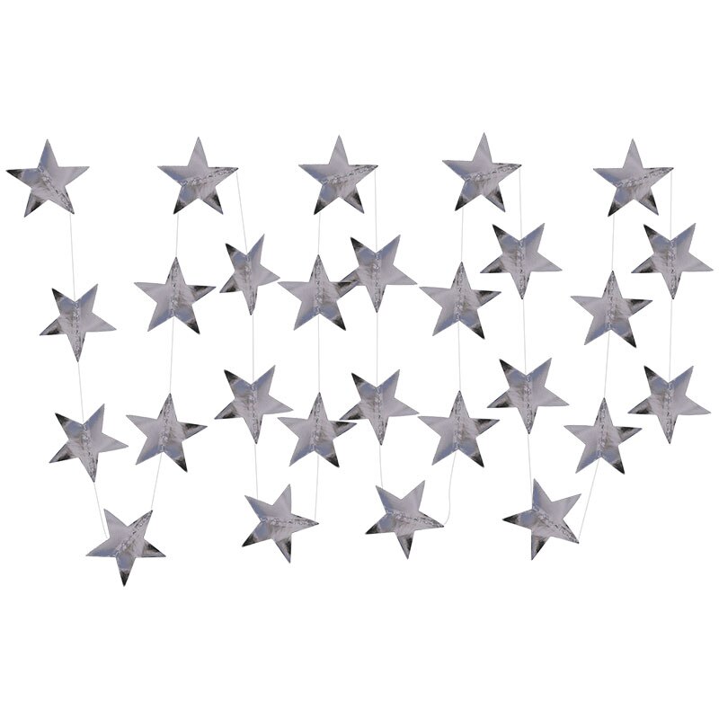 3.8-4.2m Gold Silver Paper Star Garland Banner for Birthday Wedding Decor Glitter Paper Hanging Ramadan Decoration: S06-4m