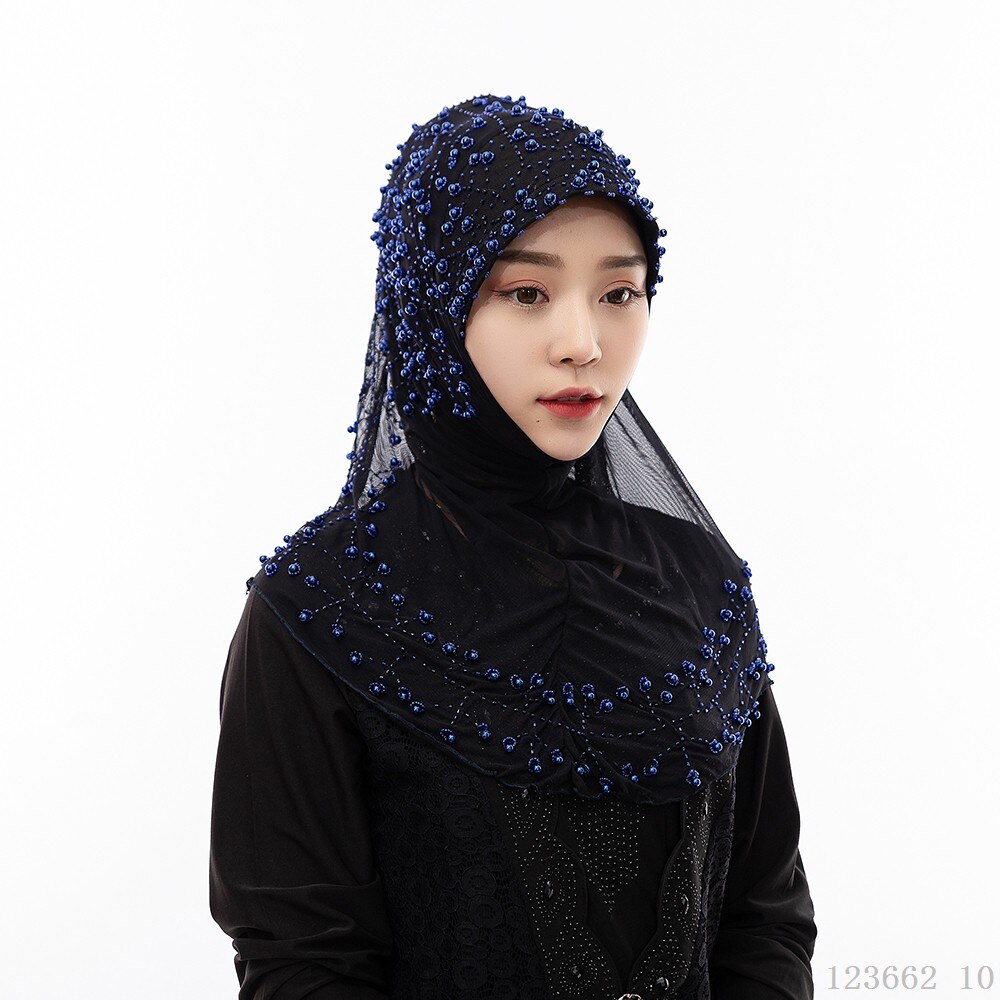Muslim Woman Khimar Instant Hijab Caps Headscarf Glitter Foulard Bonnet Overhead Long Head Scarf Hijaab Islamic