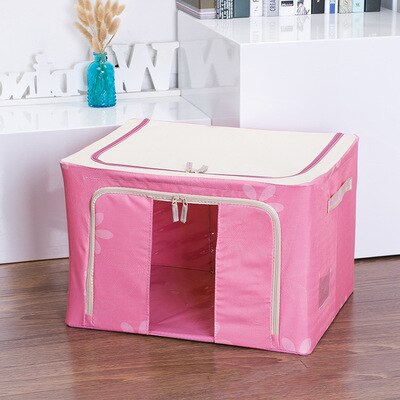 Clothes Organizer Storage Box Finishing Wardrobe Toy Storage Cabinet Oxford Fabric Foldable Quilt Car Trunk Organizer Pet House: Pink / 22L