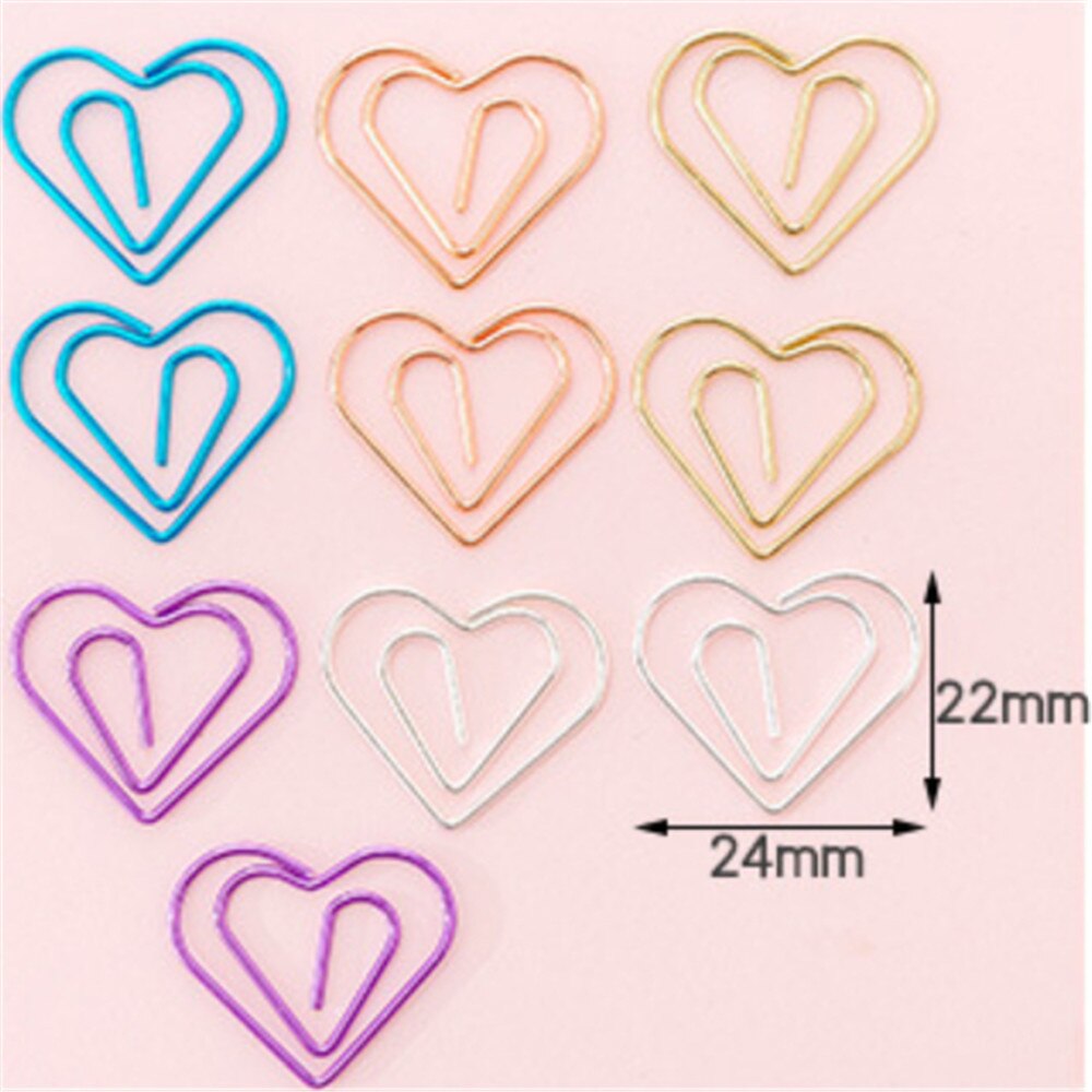 10 stk/pak kaktus sløjfe stjerne hjerte form papir clips udhulet metal ringbind klip noter brev klemme kontorartikler papeleria: Hjerte form