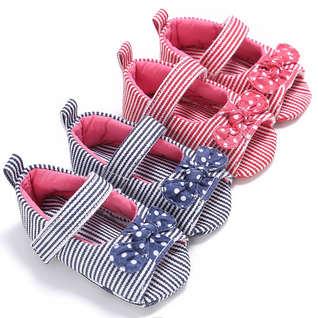 Baby Meisjes Schoenen Pasgeboren Zomer Schoeisel Zuigeling Sandalen voor Strik Anti-slip Bebes Kids Strip Dot Roze rood Abrikoos P20