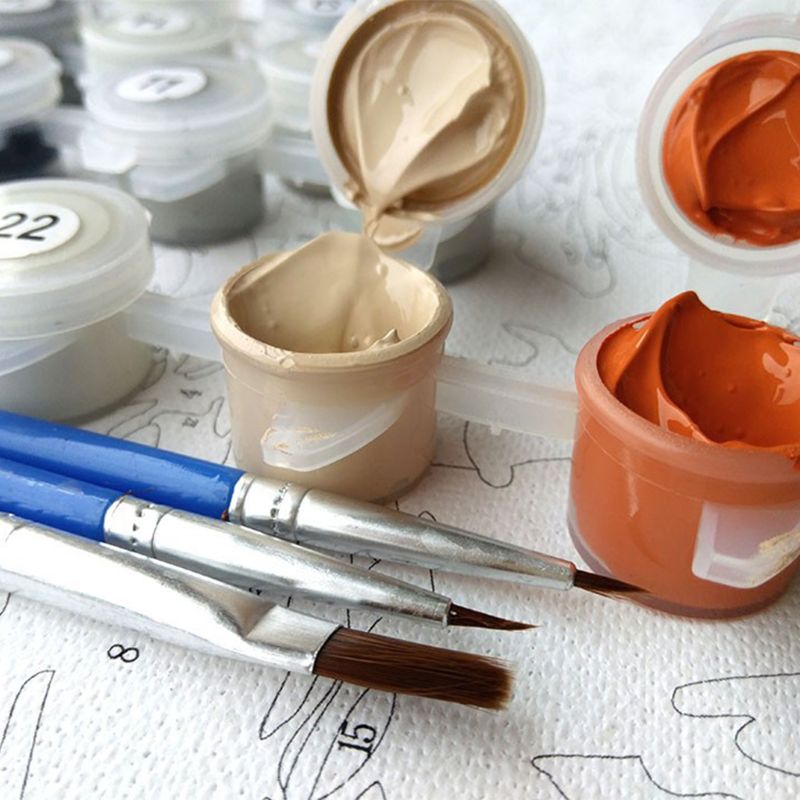 Paint For Adults and Kids DIY Oil Painting Kits Pre-Printed Canvas Color Dog 2XPF