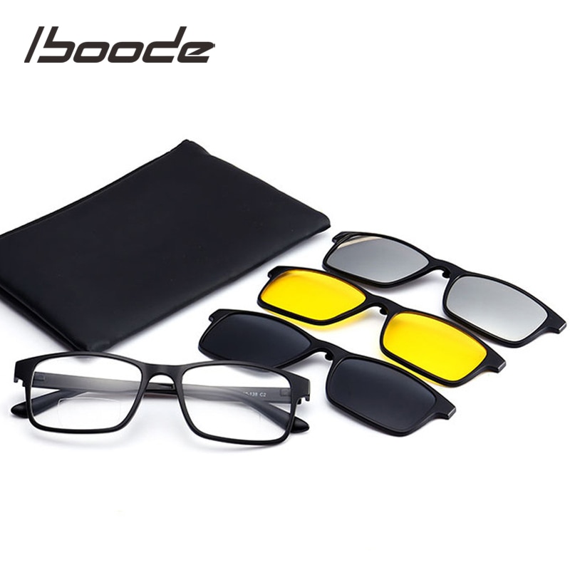 Iboode Bifocale Leesbril Met Magnetische Gepolariseerde Clip Op Zonnebril Mannen Nachtzicht Drving Zonnebril Vrouwen 3 Lens