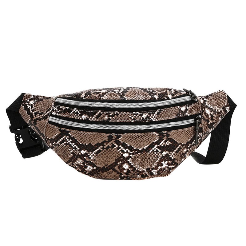 Serpentine Waist Bag Women Fanny Pack PU Travel Party Hip Bum Bag Ladies Belt Pouch Pocket Purse for Phone Card: khaki