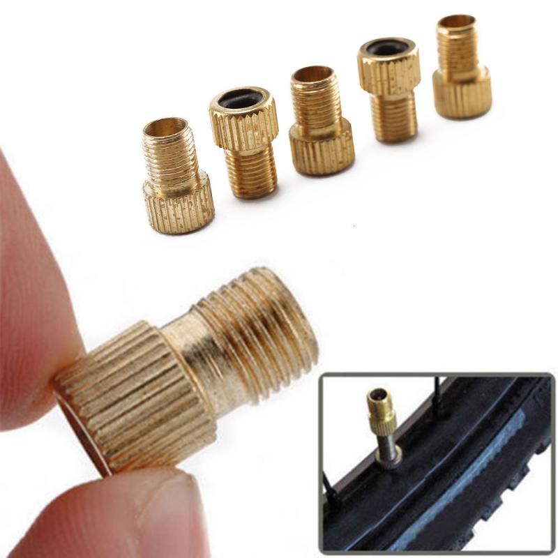 5Pcs Brass Valve Adaptor Presta To Schrader Bicycle Valve Converter Mountain Bike Pump Connector Adapter Alloy Bike Accessorie