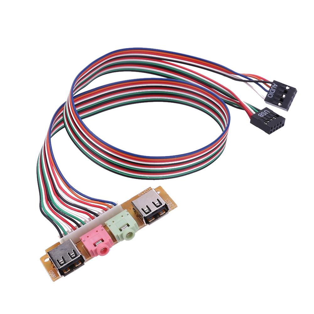 2 USB 2.0 PC Computer Case Front Panel USB Audio Jacks Port Desktop PC USB Extension Wire for Microphone Earphone Cable Cord