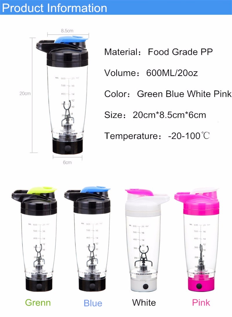 600ml elektrisk automatisering protein shaker blender min vandflaske automatisk bevægelse kaffe mælk smart mixer drinkware