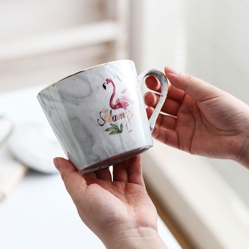 Taza grande de cerámica para café y oficina, tazas de porcelana con flamencos, té, 200-400ML: 06