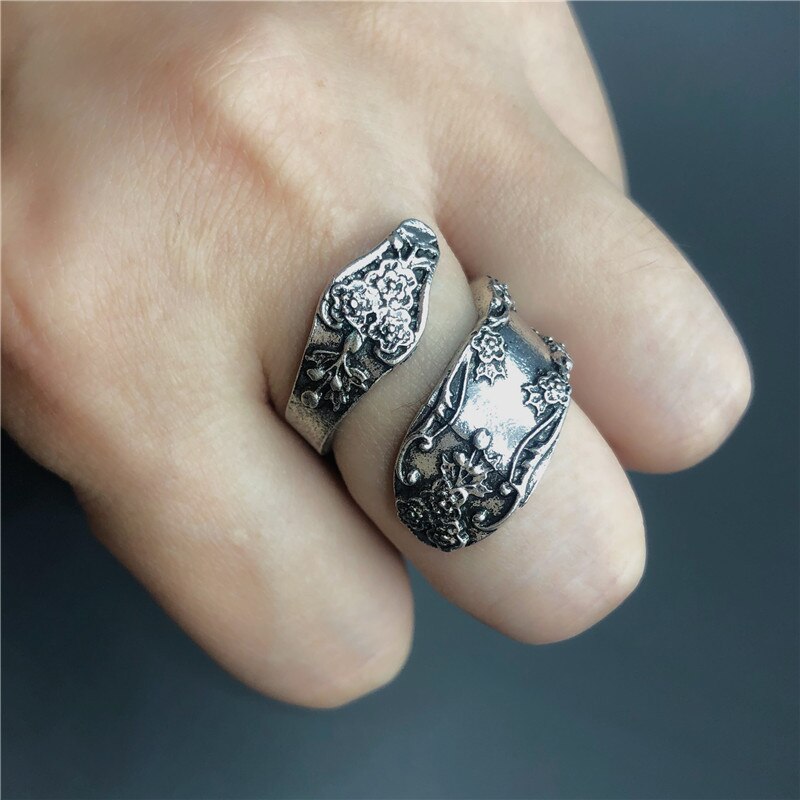 Jahrgang-Schmuck retro Carving Blume Ring Kreative Empfindliche Geschnitzte aufbringen Pflanzen Ring retro ErkläSprosse Ringe für Frauen