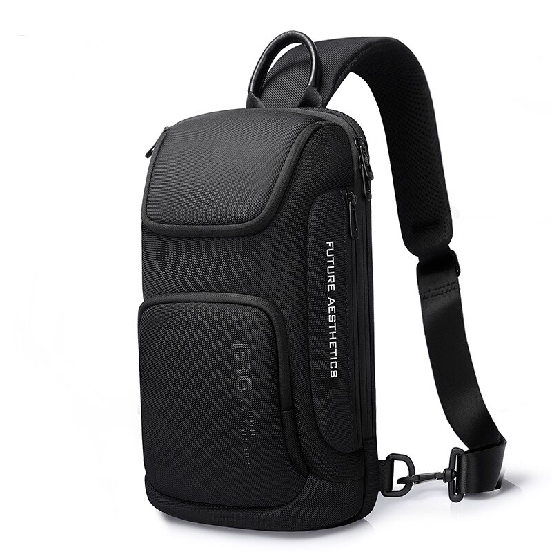 Upgrade Carbon Fiber Streamline Anti-Theft Sling Bag Multifunction Men Chest Bag Male Waterproof Messenger USB Crossbody Bag: Type B Black
