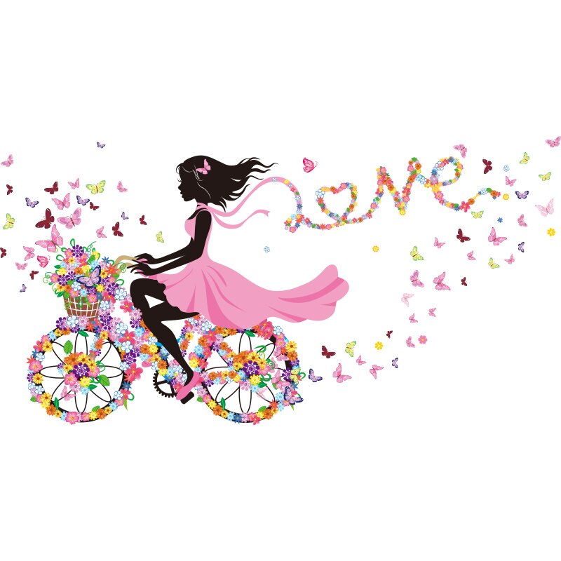 [SHIJUEHEZI] pegatinas de vinilo para dibujo de cuento de hadas para pared de niñas, pegatinas para Mural de bicicleta de mariposas DIY para decoración de habitaciones de niños y bebés: girl sticker
