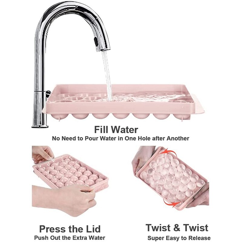 Round Ice-Cube Trays, Ice-Cube Maker Mold For Freezer, Circle Ice-Cube Tray Making Sphere Ice Chilling Cocktail