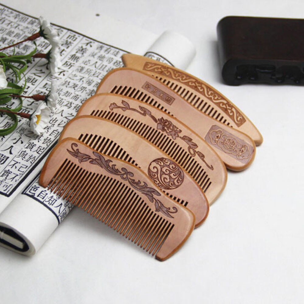 Natural Wide Tooth Peach Wood Comb Healthy No-static Massage Hair Wooden Comb Chinese Traditional Haircut Tool