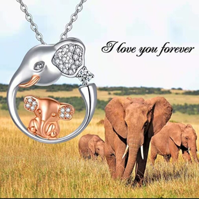 murmeln Art Elefanten Halskette SchöNe Ebene Schmuck Luxus Zirkon Anhänger Halskette für Frauen Geburtstag Jahrestag