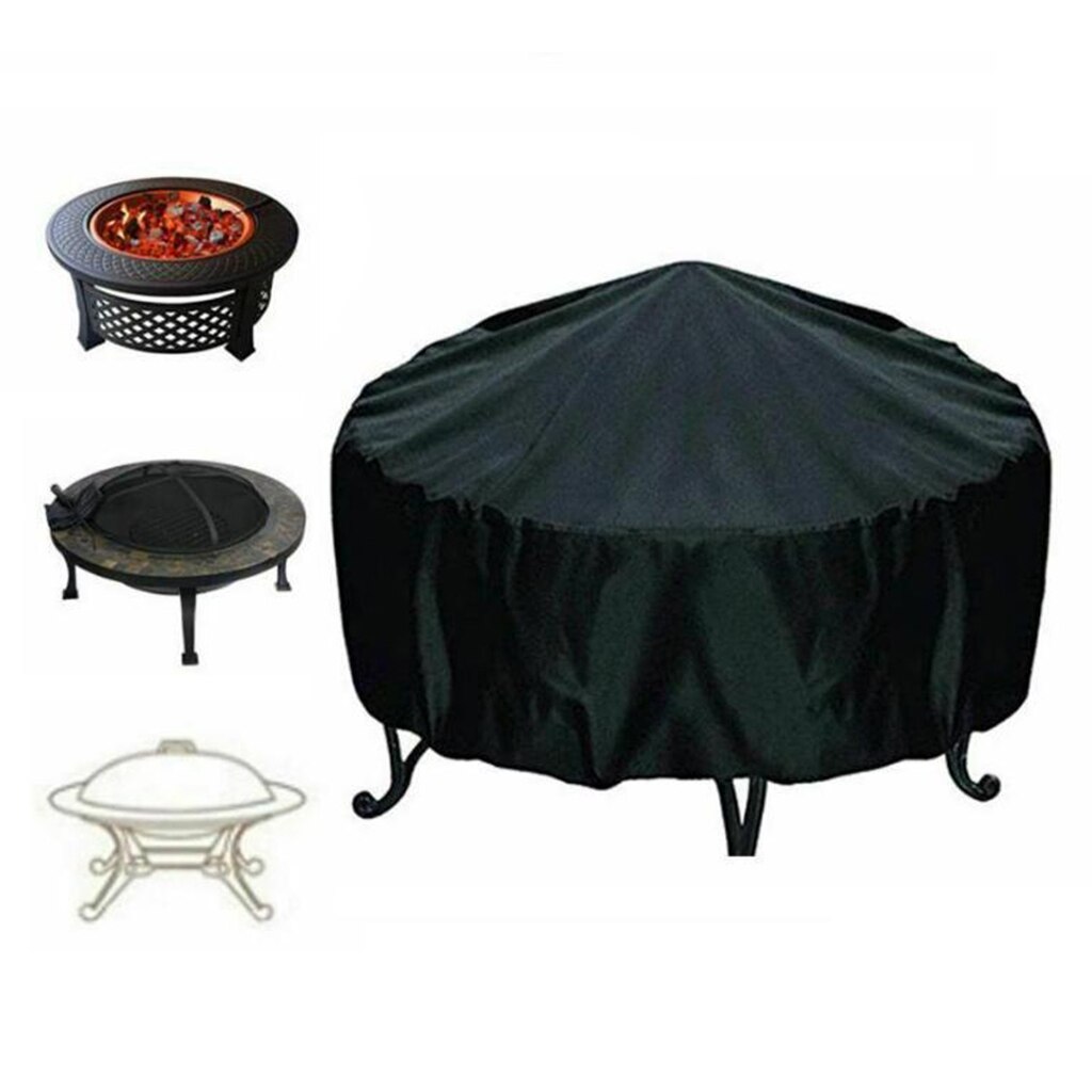 Fire Pit Cover Round 30 Inch Waterproof Heavy Duty Round Patio Fire Bowl Cover Round Firepit Cover with PVC Coating - Black