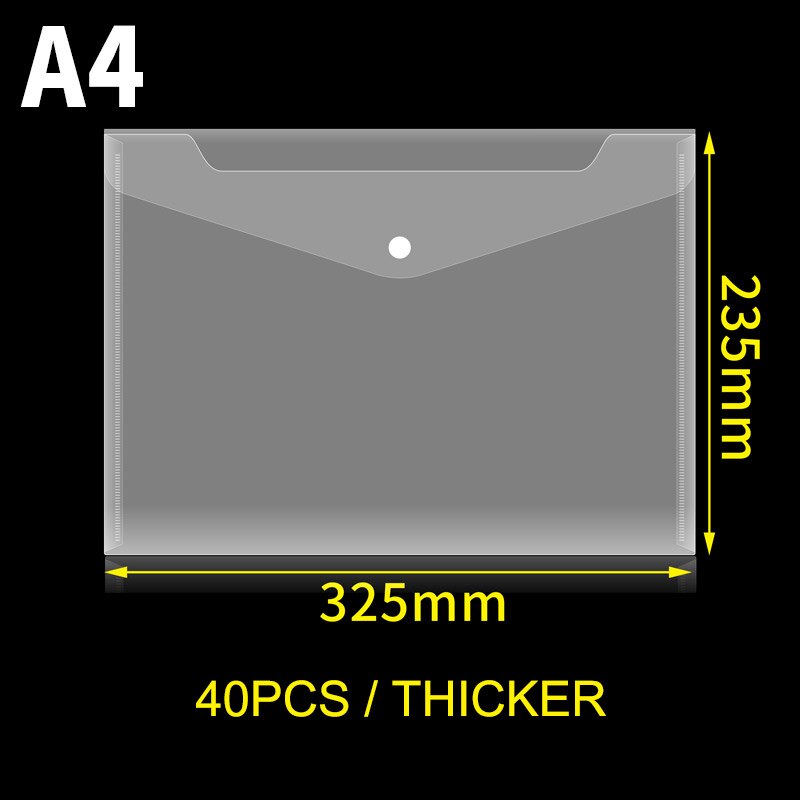 40pcs Transparent Plastic A4 Folders File Bag Document Hold Bags Folders Filing Paper Storage Office School Supplies: Transparent