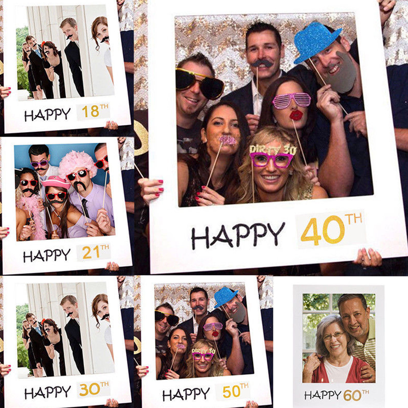 Birthday Photo Booth Frame Happy Birthday Photobooth Props Birthday Party Decor Anniversary Supplies