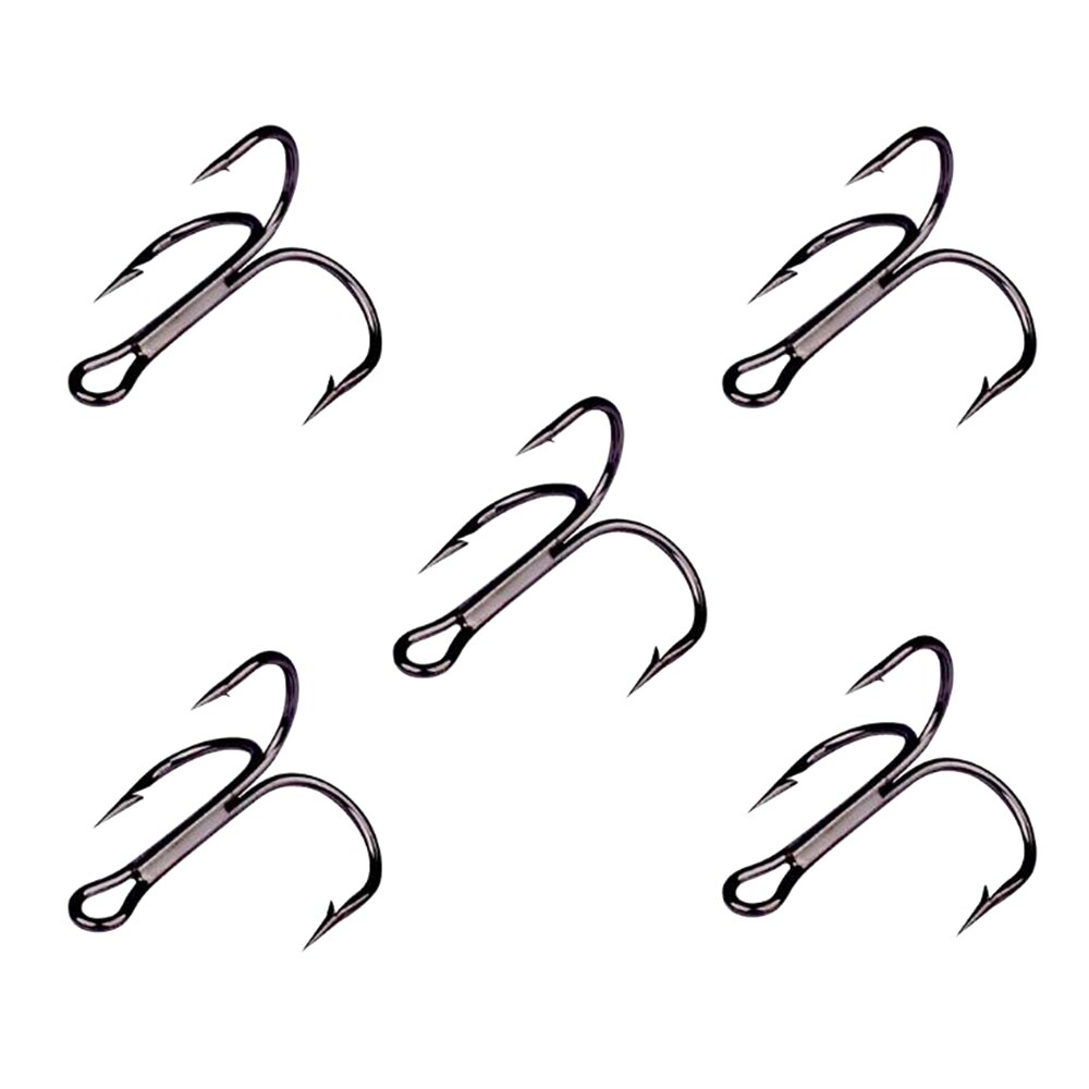 10 Uds. De anzuelos de pesca de Material de carbono de acero alto, anzuelo de pesca negro triple, redondos y doblados, para agua salada 3/0 #-10 #, herramientas de aparejos