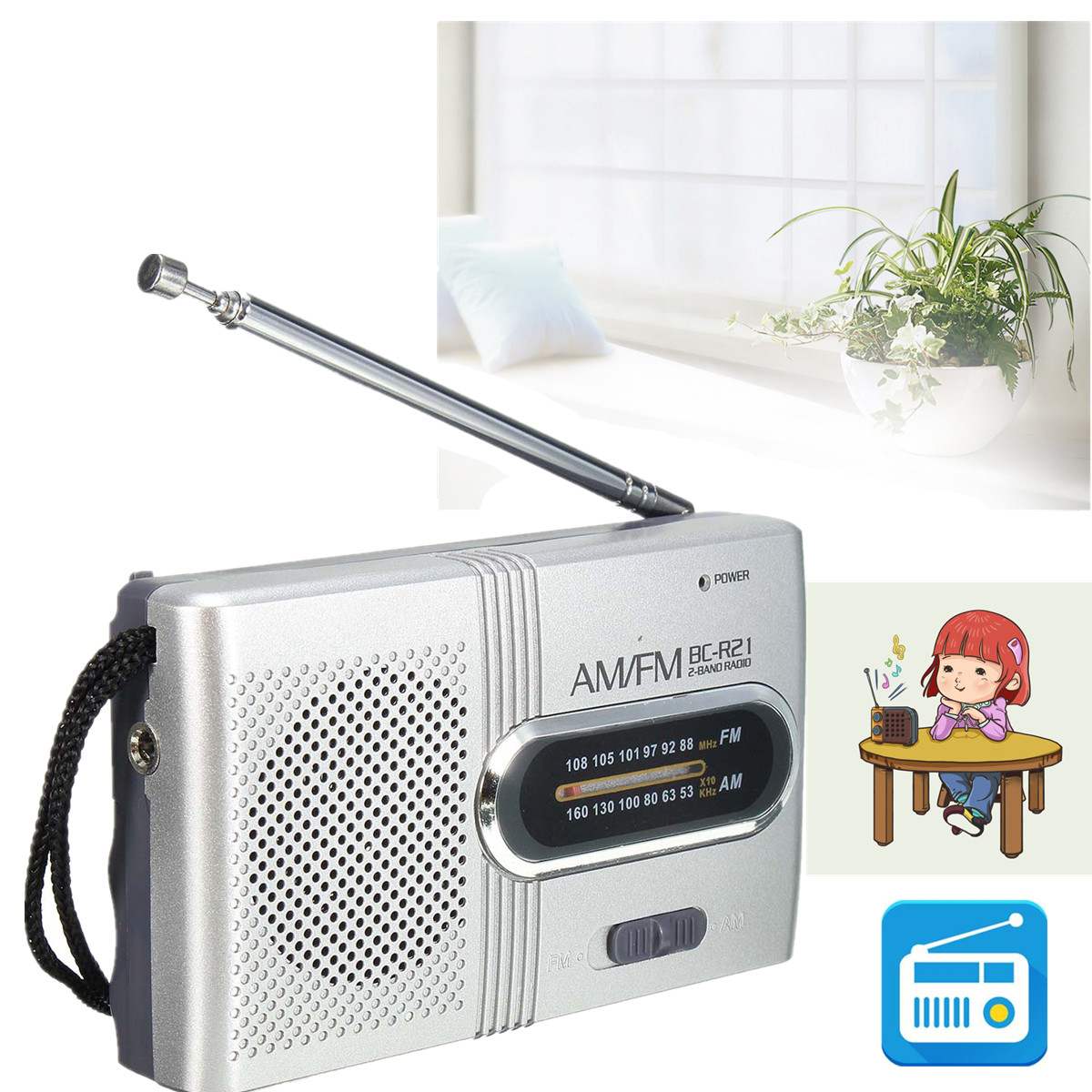 Small portable AM FM telescopic antenna radio world receiver speaker mini Radio FM radio radios