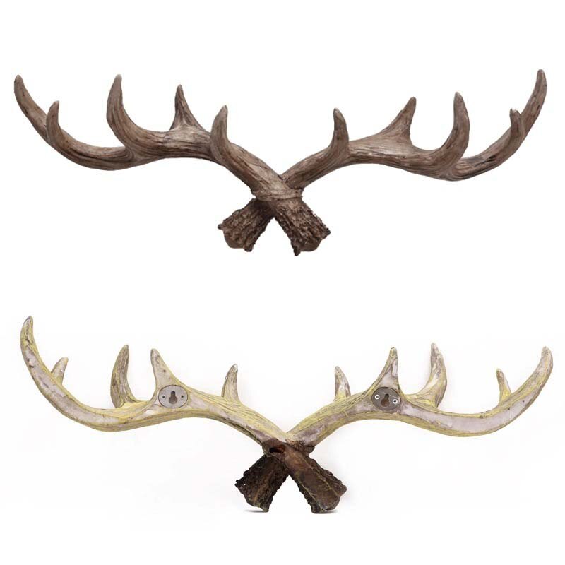 European Style Retro Antlers Hooks Wall Hanging Coat Hook Resin Sundries Hanger Wall Mounts Room Storage Racks Crafts Home Dec