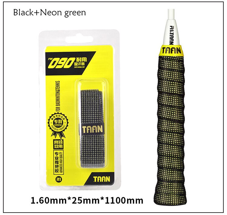 1Pc Taan TW090 Over Grip Badminton Tennis Grips Zweet Geabsorbeerd Zweetband Wraps Kranen Professionele Racket Accessoires: Black with Yellow