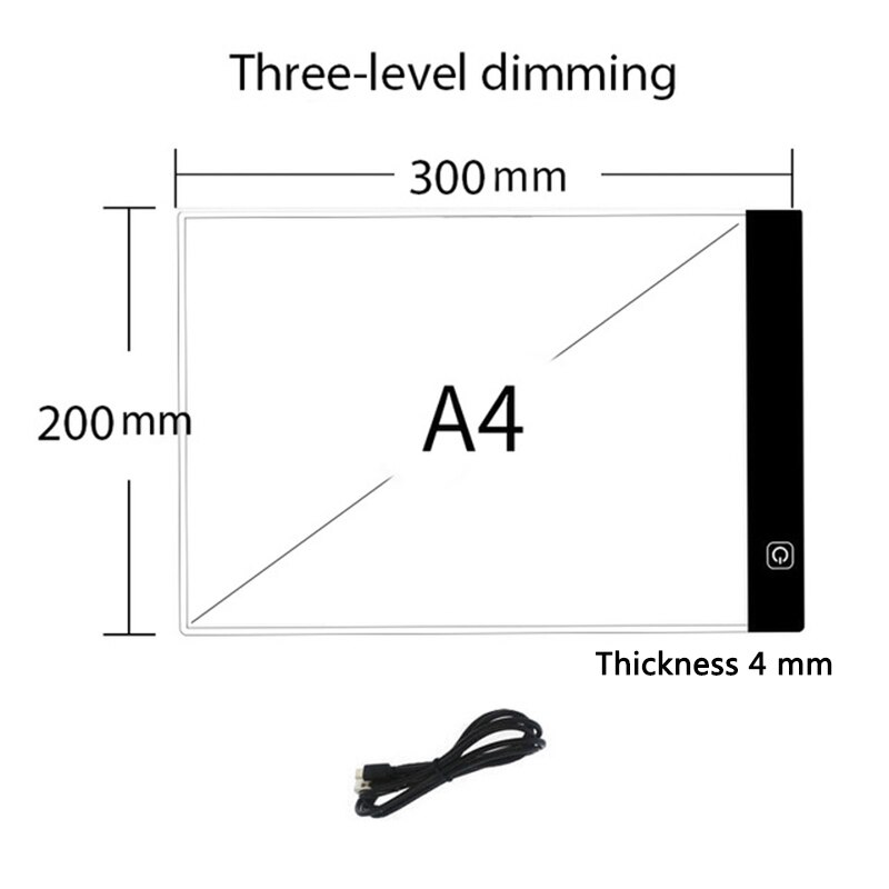 3 Level Dimmable Led Drawing Copy Pad Board A4 Size Painting Educational For Children Diamond Painting Tool: Borderless style