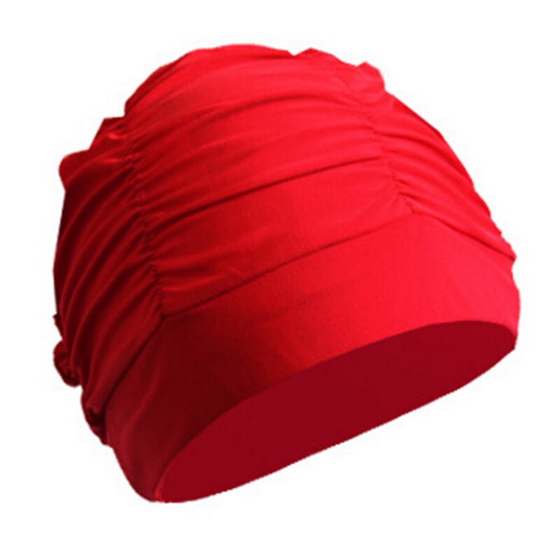 Sexig badmössa damlångt hår badhatt utomhusaktiviteter solid keps baddraperi stretch sport seaside fold tjejer: 4