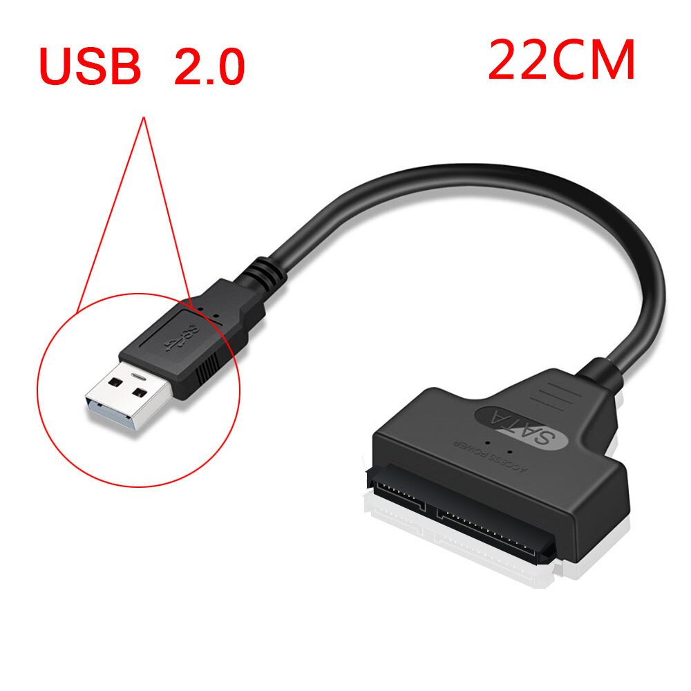 Rainwayer usb sata 3 kabel sata til usb 3.0 adapter op  to 6 gbps support 2.5 tommer ekstern ssd hdd harddisk 22 pin sata iii  a25: Usb 2.0 22cm