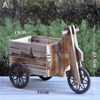 Jahrgang Kleine Handwagen Natürliche Holz Blumenkübel Europäischen Heimat Garten Dekor Rad Wagen Holz Blume Pflanze Topf: A