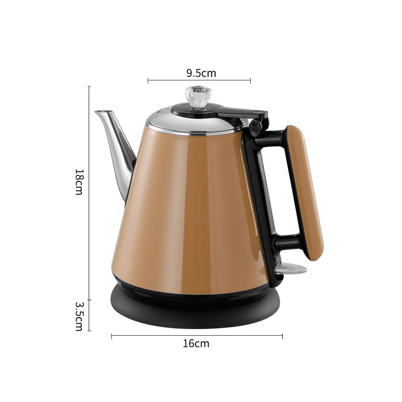 Hushållsvattenkokare med 1.2l vattenvärmare rostfritt stål tebryggare kaffekanna dubbelskiktad skållningsfri vattenkokare: Mörk khaki