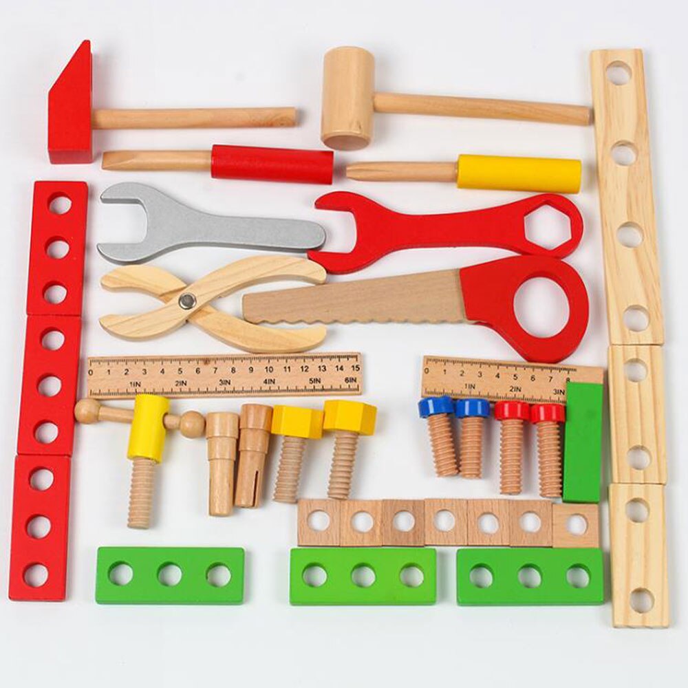 Portable Baby Wooden Simulation Maintenance Set Repair Tool Case Cartoon Toys Boy Educational Interactive Learning Puzzle Toy