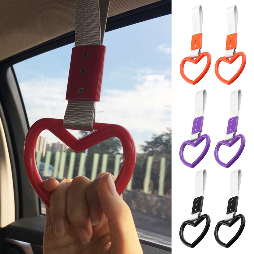 2pcs Car Warning Ring Easy Install JDM Tsurikawa Replacement Parts Drift Charm Rear Bumper Styling Heart Shape