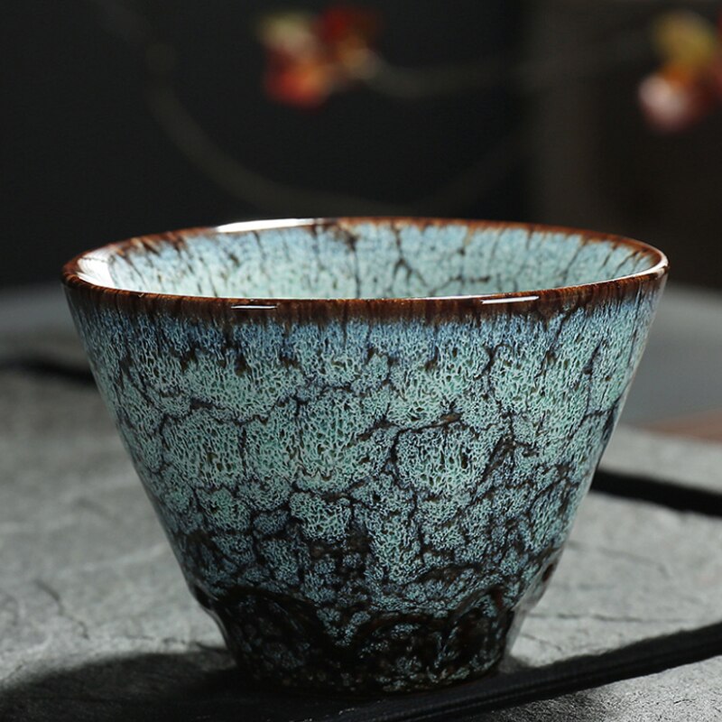 120Ml Chinese Retro Handgemaakte Willekeurige Textuur Kleur Glazuur Hoge Temperatuur Firing Keramische Theekopje Porselein Thee Cups Thuis Art Set: B