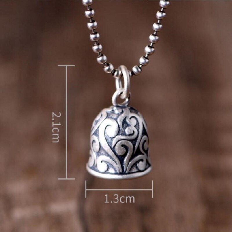 Amuleto di buona fortuna in argento Sterling 100% con ciondolo a campana simbolo fortunato in argento 925