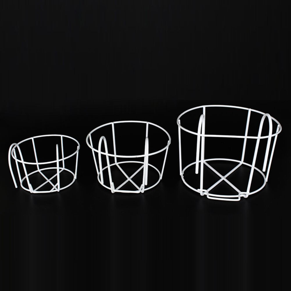 Flower Pot Basket Holder Iron Craft Balcony Garden Plant Planter Vase Organizer With Round Hook Home Patio Gadget Decoration: White L