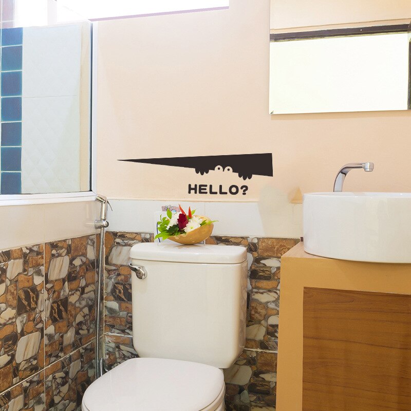 Funny peeping Hello Wall Sticker Toilet bathroom waterproof decoration Mural Art Decals Wall edge stickers wallpaper