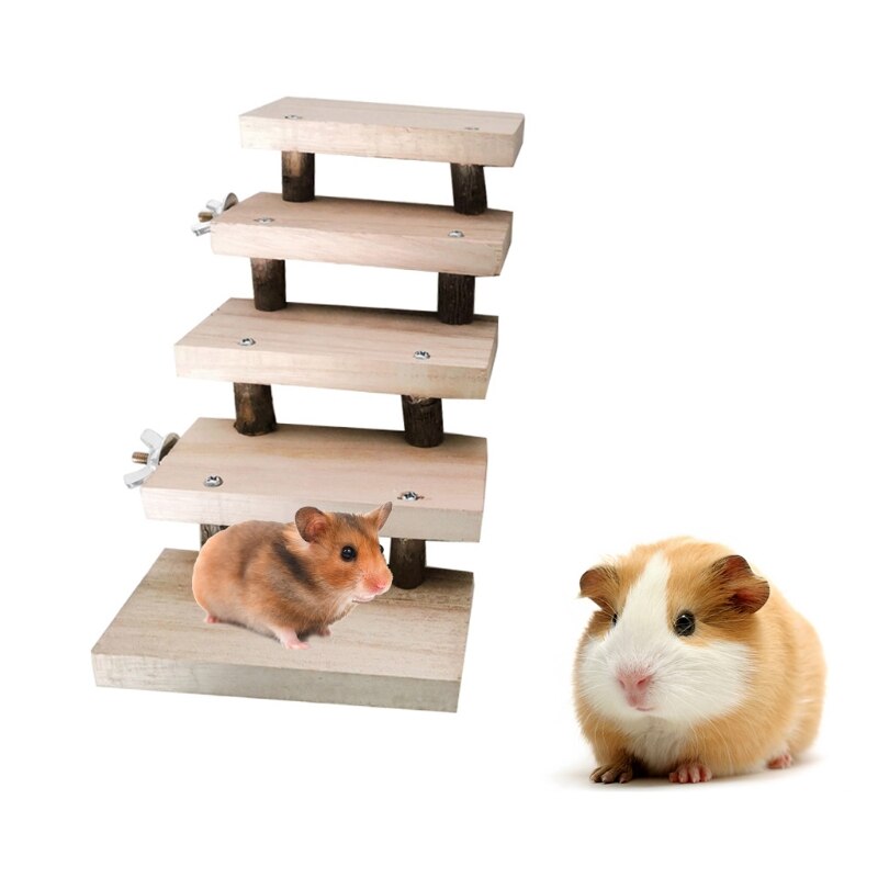 Escalera para hámster de madera Natural de 3/4/5/6/7/8 capas, juguetes para mascotas, loros, escaleras de escalada, , accesorio para jaula
