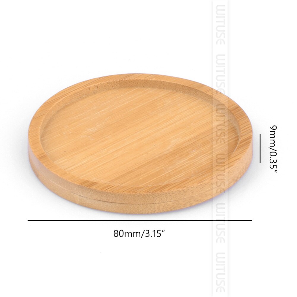 2pc Bamboo Home Mini World Garden Decoration Pot Trays Miniature Figurines Flowerpot Plate DIY Accessories Ornaments: Small circlex 2
