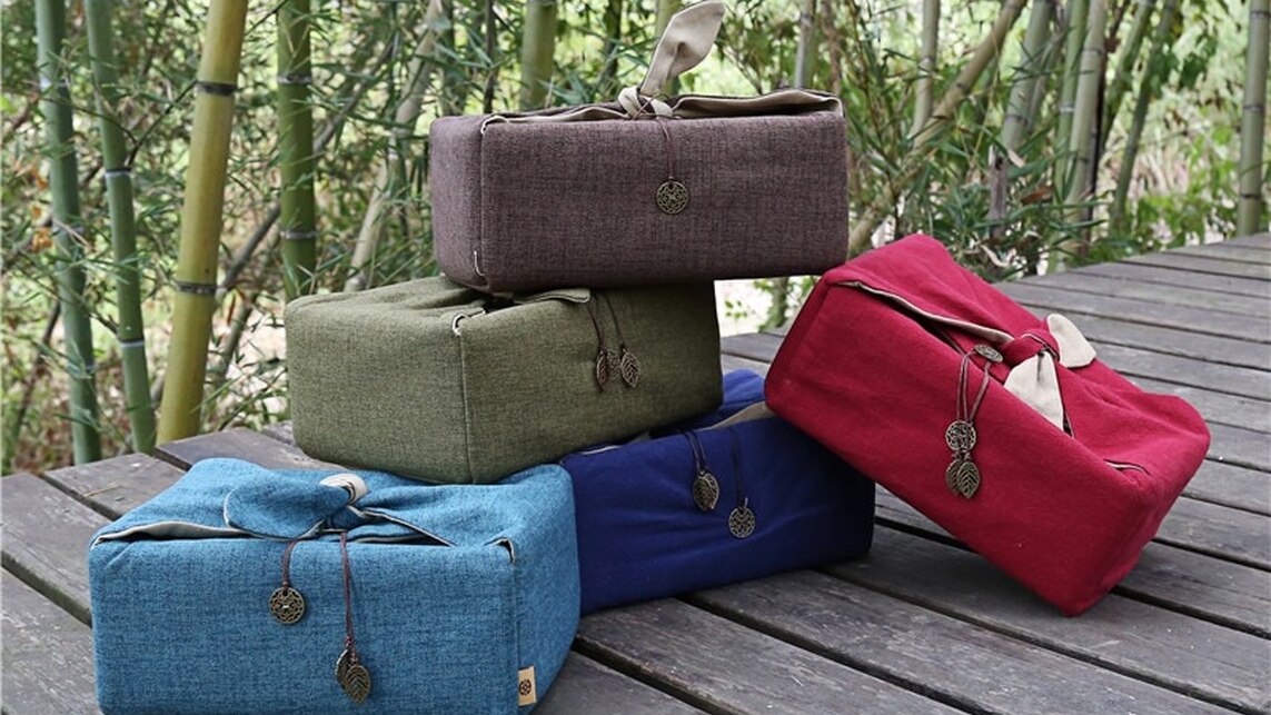 Borsa da viaggio portatile da viaggio borsa da tè per teiera tazza da tè tazza da tè in cotone e lino accessori per cerimonia del tè