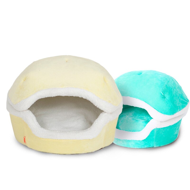 HOOPET, cama de gato cálida, cama con forma de hamburguesa, desmontable, a prueba de viento, mascota, cachorro, nido, carcasa, oculta, bollo de hamburguesa para invierno