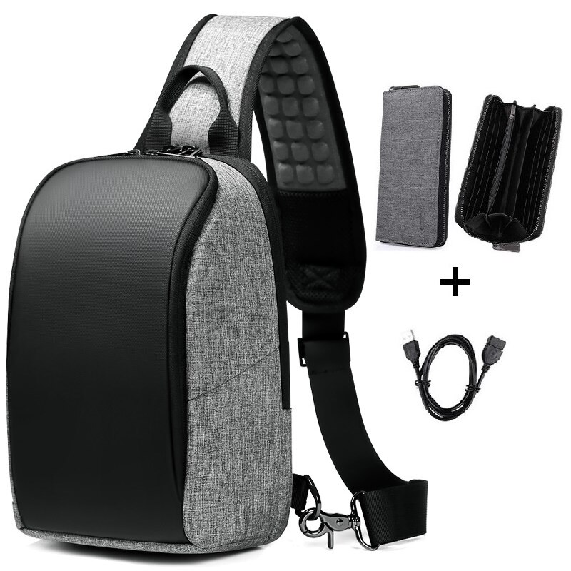 Anti-tyveri messenger tasker multi-lomme sling skuldertasker afslappet bryst pack rejse crossbody taske mandlig bryst pack: Sæt 3